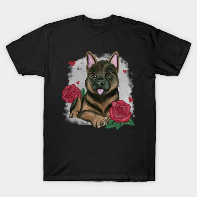 German shepherd puppy love T-Shirt by Antiope